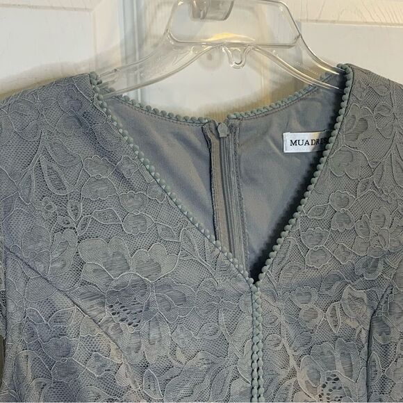 MUADRESS Women's Lace Cocktail Wedding Party Dress Gray Size Large - Picture 5 of 11